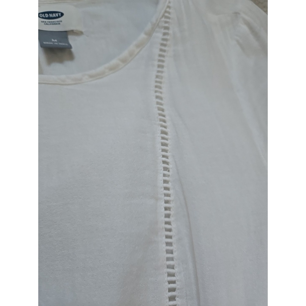 Old Navy Dress M White short Sleeve Midi Embroidered Lightweight cottage‎ Eyelet - Picture 5 of 12